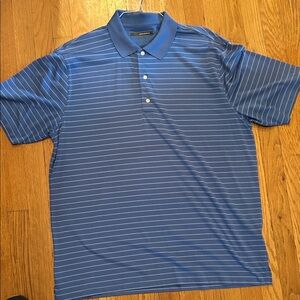 Greg Norman Collection Blue and White Striped Polo